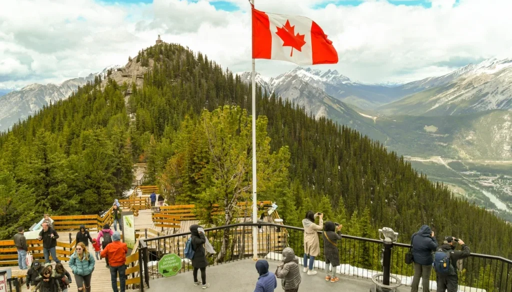 Canadian Flag on a Mountain Lookout