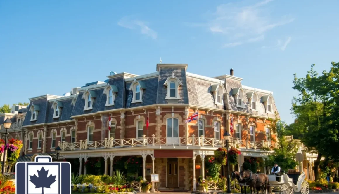 Prince of Wales Hotel in Niagara-on-the-Lake with a horse-drawn carriage, near the Shaw Festival theatres